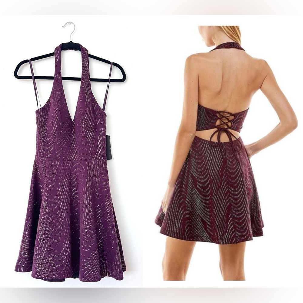 NWT City Studio Sparkly Halter Mini Dress